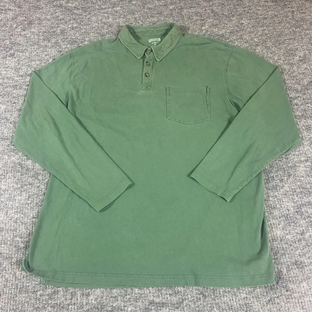 Duluth Trading Co Shirt Mens XL‎ Green Polo Long Sleeve Longtail T Workwear
